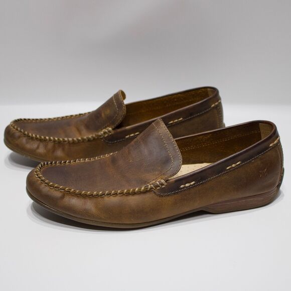 Frye Lewis Brown Venetian Leather Driving Loafers Men Size 10 - Minimal Wear main image 4